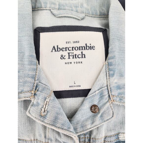 Abercrombie & Fitch Light Wash Distressed Denim Vest Women's Size Large - Picture 4 of 7